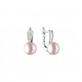 Cercei perle naturale roz pudra si cristale din argint cu tortita DiAmanti SK21233EL-L-G